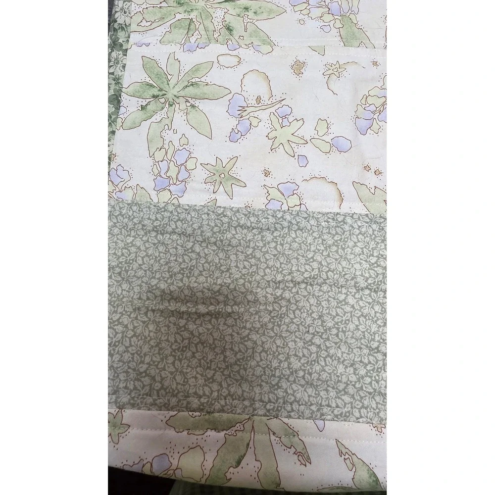 Handmade Patchwork Quilt Kids‎ Set Floral Paisley Multi Color Green White 2pc